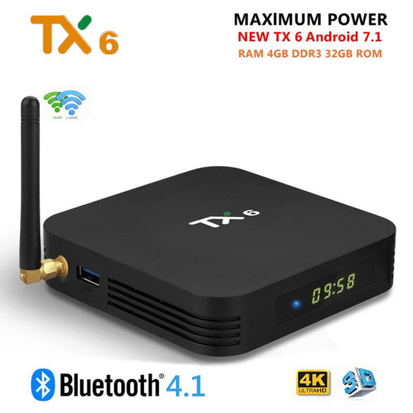 TX6 TV Box Android 9.0 4GB DDR3 32GB Allwinner H6 EMMC 2.4G 5G WiFi Bluetooth 4.1 Support 4K H.265 HD Smart Set Top Box