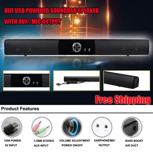 2015 Hot selling 10W Powerful Sound System Soundbar Home Theater for Computer Laptop And Smartphones free Shipping