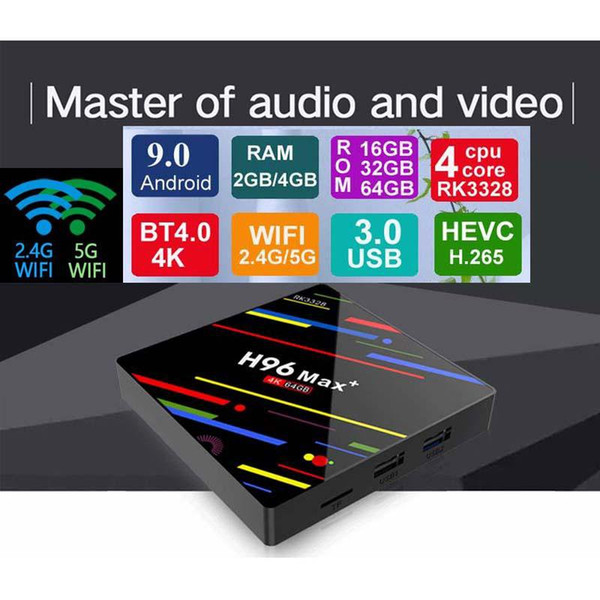 10pcs Original H96 Max plus 4GB 32GBRK3328 Android 9.0 TV Box 4k 2.4G 5G wifi BT4.0 Media Player