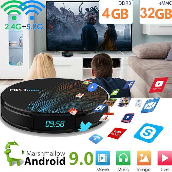 Android 9.0 HK1 MAX Smart TV BOX 4K RK3328 4+32GB 64GB rom Quad core Digital Display 2.4g/5g Wifi Media Player