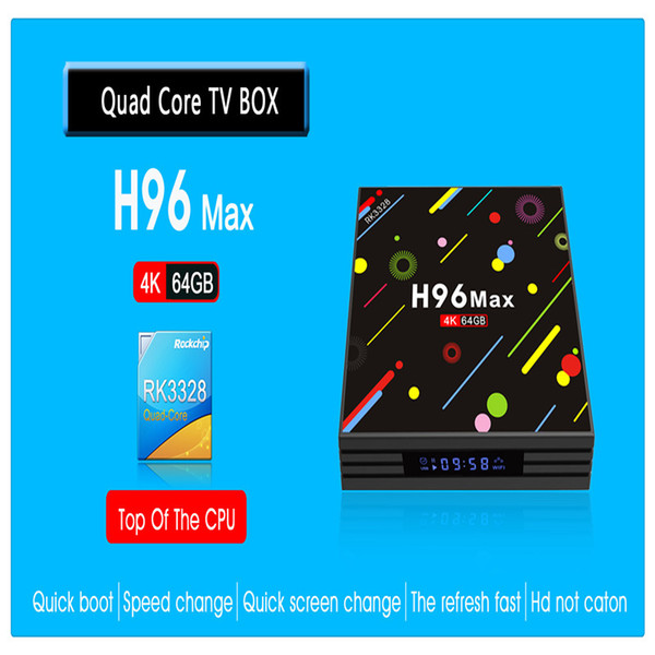 H96 Android 7.1 TV Box 4G+64GB Max 4K Display Screen RK3328 UHD Quad-Core WiFi Ultra HD H.265 Wireless Double-Frequency