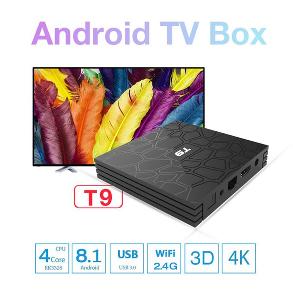 Android 8.1 tv box 4GB 32GB T9 RK3328 QUAD core Android 8.1 smart media box Bluetooth Google TV Digital Display