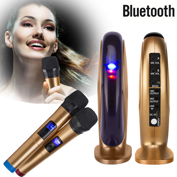 Dual HandHeld UHF Bluetooth Wireless Microphone System Mixer Karaoke Machine Set