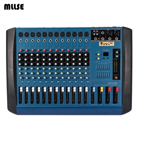 Free Shipping!! 700 Watt RMS PM12 Professional Power Audio DJ Mixer 12 Channel Mixing Console Mezcladora De DJ