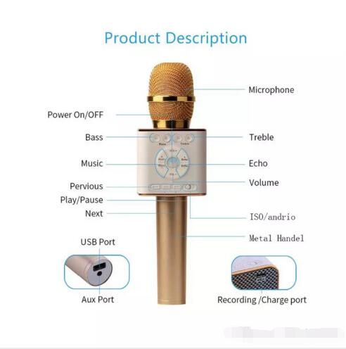 Magic Q9 Bluetooth Wireless Microphone Handheld Microfono KTV With Speaker Mic Loudspeaker Karaoke Q7 Upgrade For android phone