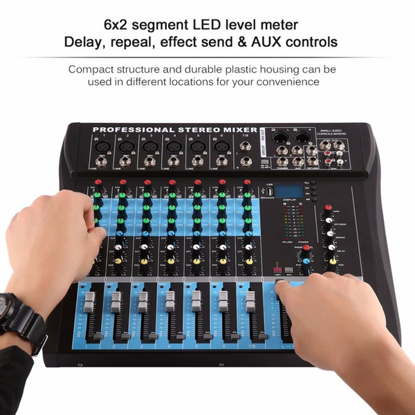 CT8 8 Channel Professional Stereo Mixer Live USB Audio Sound Console Network Anchor Device Vocal Effect Processor