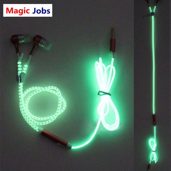 Magic_jobs Mini Headset Luminous Headphone In-Ear Glow In The Dark Zipper Earphone For Your Ear Phone Buds iPhone Xiaomi Earbud Earpiece