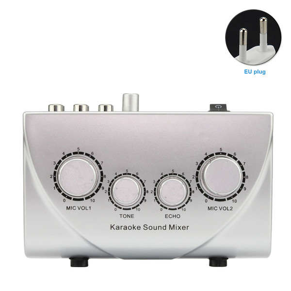 Compact Digital Audio Sound Devices Karaoke Machine Microphone Professional Portable Echo Mixer Sound Mixer Console 2 Plugs