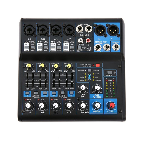 8 Channel DJ Powered Mixer Professional Power Mixing USB Slot 16DSP +48V Phantom Power for Microphones US Plug