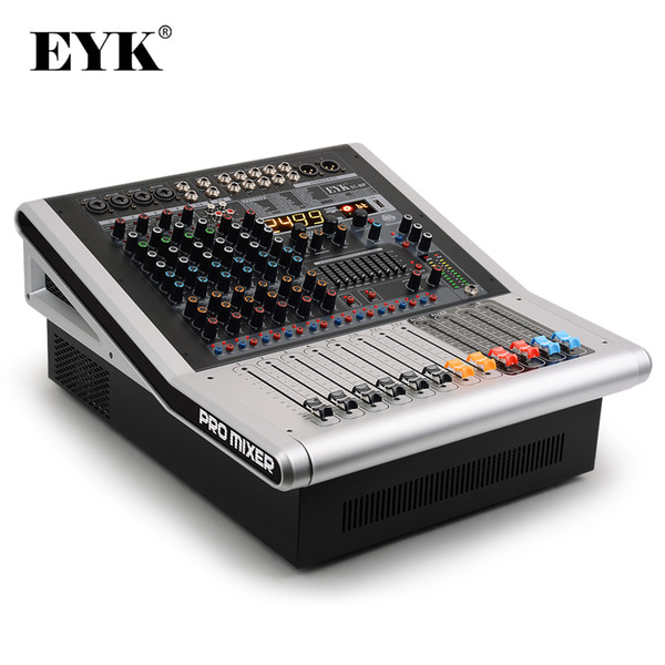 EYK EC80P 8 Channels(4 Mono,2 Stereo) Powerd Audio Mixer 650W x 2 with 4 Band EQ 99DSP Dual Effects Bluetooth 2 AUX for Stage