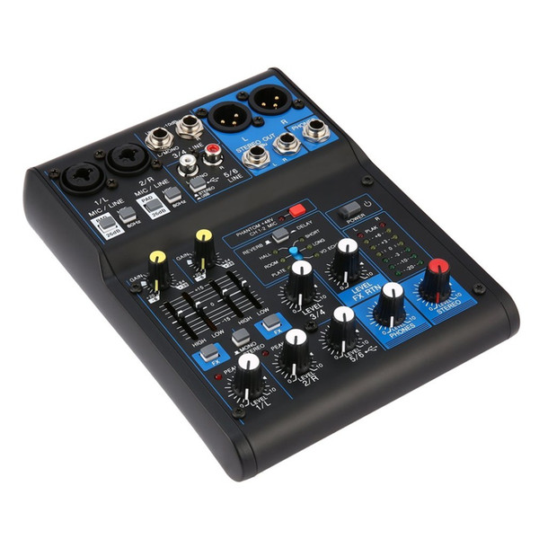 4 Channel Power Audio DJ Mixer US Plug Professional Power Mixing USB Slot 16DSP +48V Phantom for Microphones