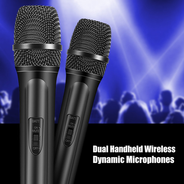 Dual Handheld Wireless Dynamic Microphones + LCD Receiver System for Karaoke Singing EU Plug