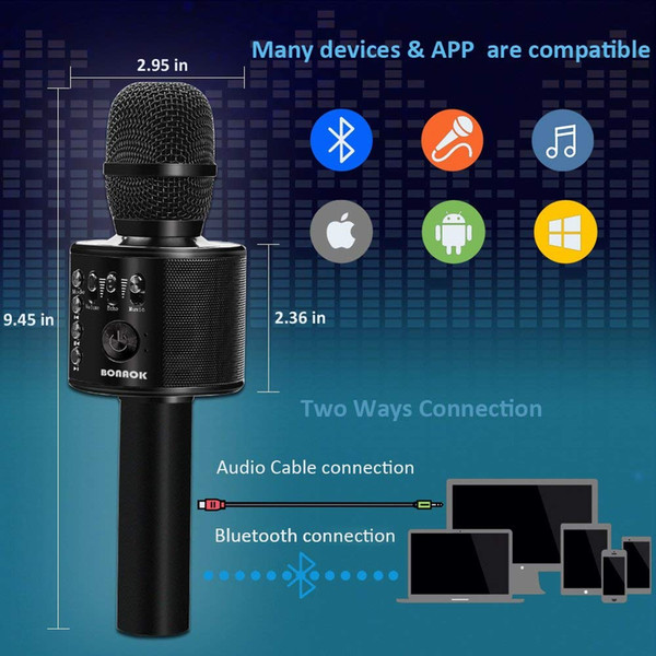 Wireless Bluetooth Karaoke Microphone,3-in-1 Portable Handheld karaoke Mic Home Party Birthday Speaker Machine for iPhone/Android/iPad/Sony,