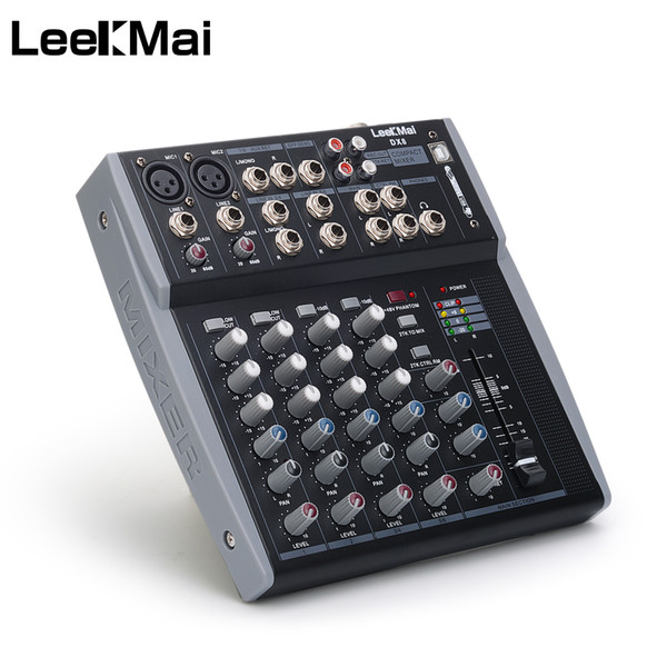 Wholesale-DX8 8 Channels USB Audio Sound Mixer Professional Portable Mixing Console Directly Connected Computer for DJ Stage Karaoke Party