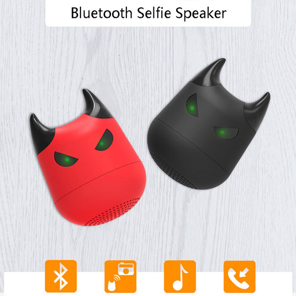 PCTC 2pcs Two colors mini devil wireless Bluetooth cartoon speaker bass artillery loudspeaker(2packs)