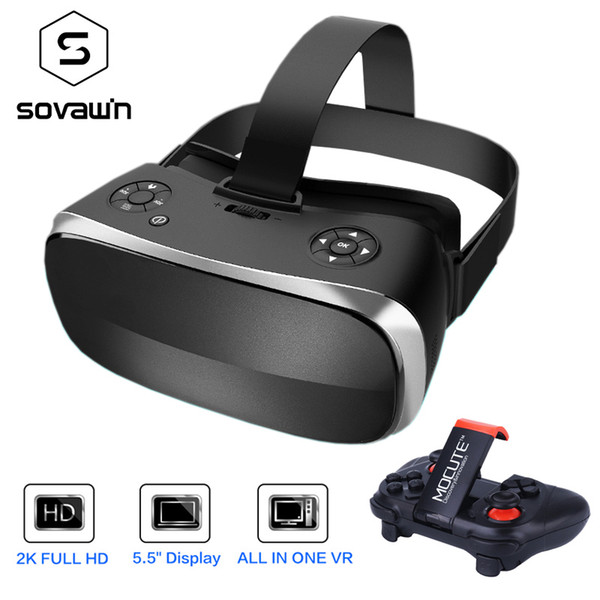 5.5' 3G RAM Android 2K HD Wifi HDMI Video Box Smart Glasses Virtual Reality All In One VR Headset 3D Glasses With VR Controller