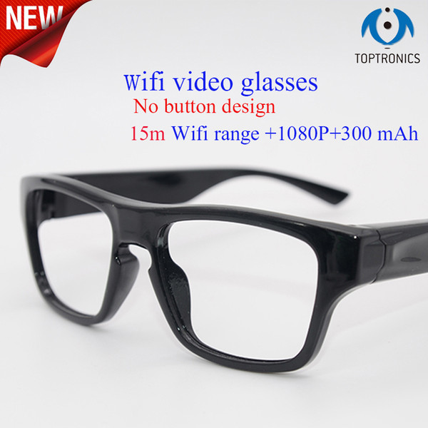 2018 New arrival WIFI video glasses no button fashion design smart camera sunglasses man women 1080p 300mAh for Android iphone