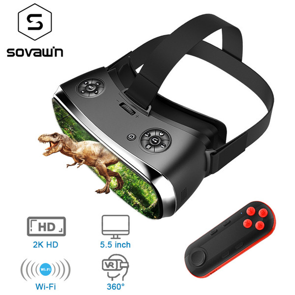 Sovawin 2K HD Wifi All In One VR Hdmi Headset 3D Smart Glasses Virtual Reality Immersive Goggle Cardboard VR Helmet 5.5' Display