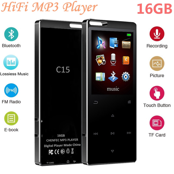 New Arrival 16GB Touch Button Ultra-thin Bluetooth MP3 Music Player 1.8 Inch Screen HiFi Sound Lossless Walkman with FM Radio