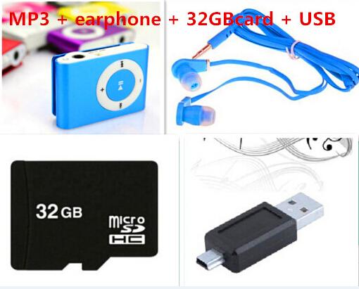 Hot sale With 8GB 16GB 32GB TF Card MINI Clip MP3 Player With Cable/USB+Earphone+ Micro TF/SD Card No Retail Box Music players