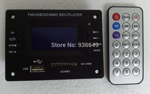 12v mp3 decoder board with display belt usb mmc player rec 2.0 bluetooth FM radio