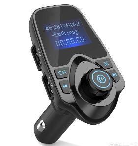 Best selling Bluetooth wireless car Mp3 player hands-free car kit FM transmitter A2DP 5V 2.1A USB charger LCD monitor car FM modulator