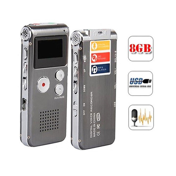 Digital Audio Voice Recorder Multifunctional Rechargeable 8GB Memory 650HR Dictaphone MP3 Player Free DHL Fast Shipping