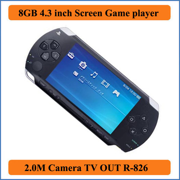 Real 8GB 4.3 inch LCD Screen MP3 MP4 MP5 PMP Player +Game + Camera +TV OUT+ Game Console in Gift box E-book FM Photo Video Game Player R-826