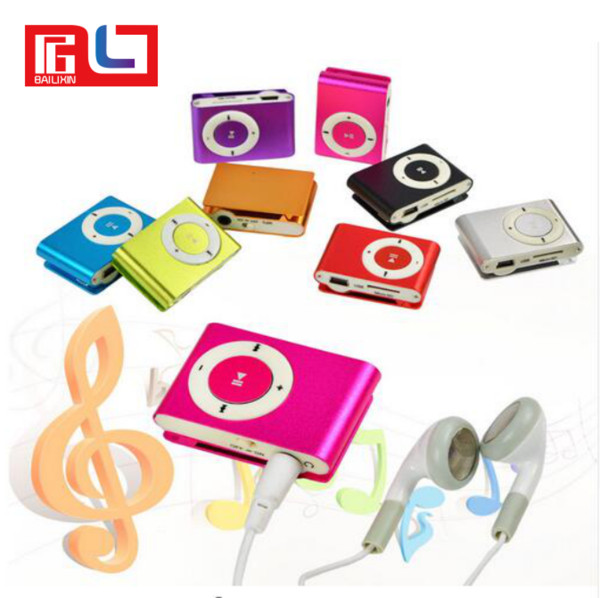 Metal Mini Clip MP3 Support Micro TF/SD Slot With Earphone and USB Cable Portable MP3 Music Players