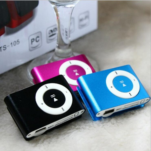 Mini Cheap Clip Digital Mp3 Music Player USB Support SD card Slot black silver mixed colors include earphone and charger With retail box