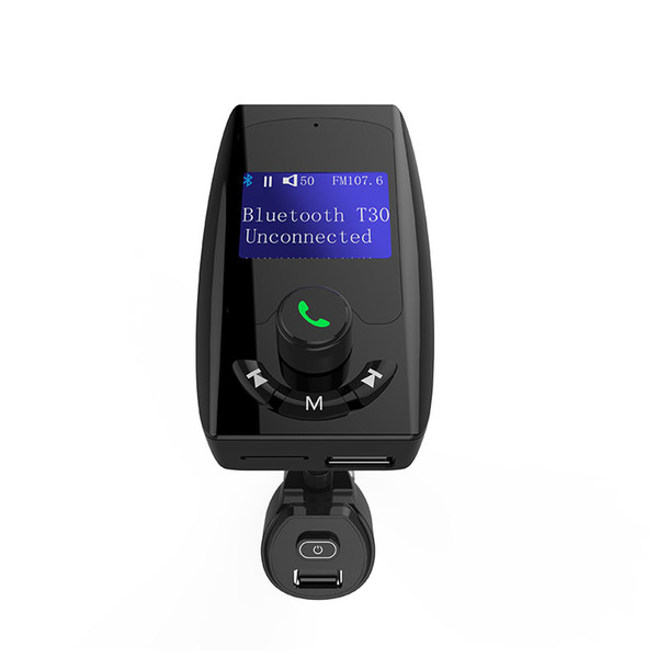 T30 Bluetooth Car Kit Handsfree Set FM Transmitter MP3 Music Player 2 USB Charger With Switch, Support U disk & Micro SD