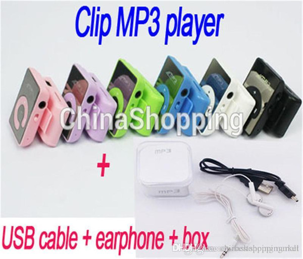 Best Gift Mirror C Mini Clip MP3 Player With TF Card Insert Support To 8GB + USB+Earphone+Crystal Box