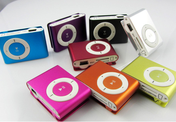 Metal Mini Clip MP3 Support Micro TF/SD Slot With Earphone and USB Cable Portable MP3 Music Players