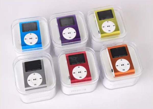 MP3 Player Mini Clip Music Player with LCD Screen Support Micro TF/SD Memory Card Come With USB Cables Earphones Crystal Retail Box