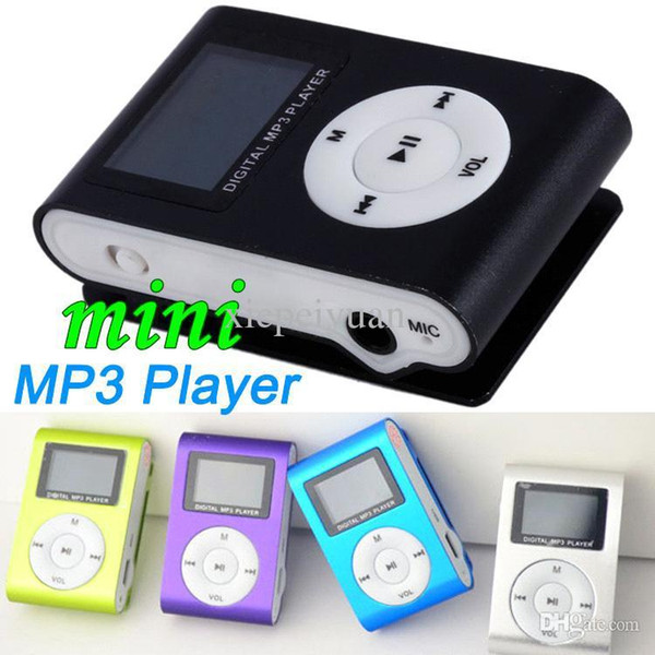 DHL 100PCS Mini Clip MP3 Music Player With LED/LCD Screen Support Micro TF/SD Memory Card USB Cables Earphones with Retail package MP31