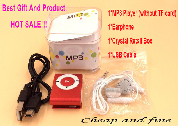 Wholesale Mini Clip MP3 Player Cheap Colorful Sport mp3 Players Come with Earphone, USB Cable, Retail Box, Support Micro SD/TF Cards