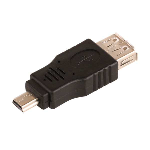 Free Shippping 100pcs/Lot Black Female USB 2.0 A To Male Mini 5 pin B Adapter Converter USB Cable For MP3 MP4 Wholesale