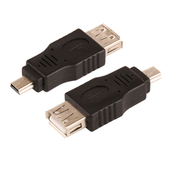 Wholesale 500pcs Black F/M USB 2.0 A Female To Micro / Mini USB B 5 Pin Male Plugt Adapter Converter Connector