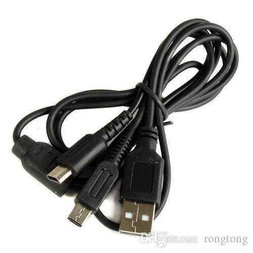 Black 2 in1 USB Data Sync Charger Cable For DSi NDSi XL LL USB Cables USB Cable for Video Games