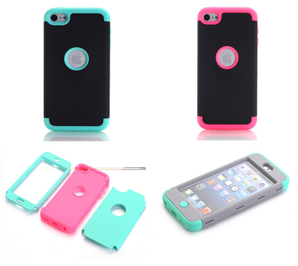 For Apple Ipod Touch 5 6 Touch6 IPhone 5 5S 5C 6 7 Plus Armor Case Impact TPU PC Hard Combo Hybrid 3 in 1 Heavy Duty Dual Color Rubber Cover