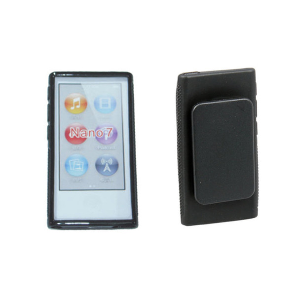 New Hybrid TPU Rubber Silicone Gel Soft Case Cover Holster With Clip For Apple iPod Nano 7 7th Generation 7 7G Belt Clip cases