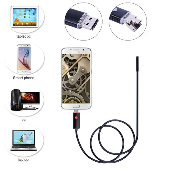 7mm 2 in 1 Android USB Endoscope Camera Smart Android Phone OTG USB Borescope Snake Tube Inspection 6PC LED