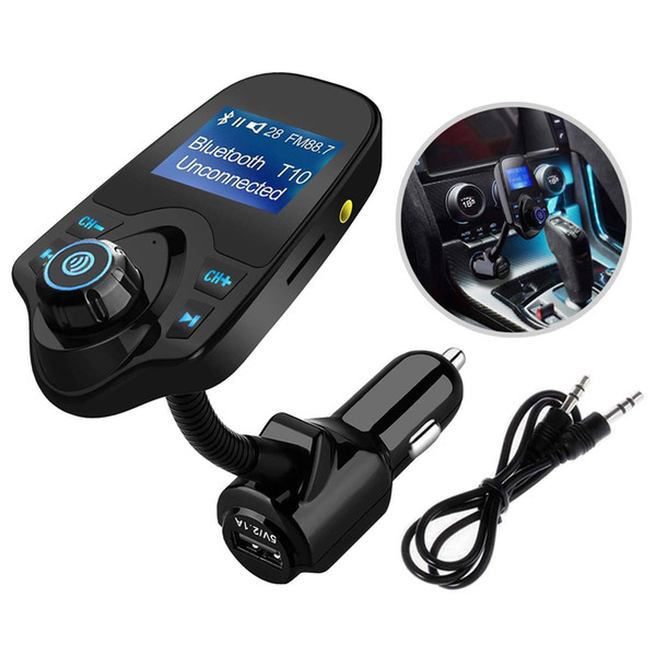 T10 Car Wireless Mp3 Music Player Bluetooth FM Transmitter & Hands-Free Calling Car Charger Kit With TF Card Slot 1.44