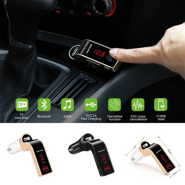 4-in-1 Hands Wireless Bluetooth Fm Transmitter G7+ Aux Modulator Sd Usb LCD Screen Fashion