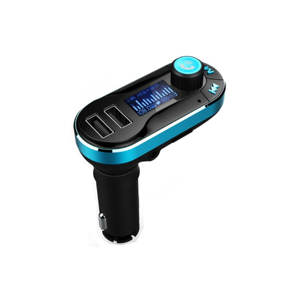 Wireless Bluetooth Handsfree Car Kit Adapter FM Transmitter BT66 Calling/MP3 Player Dual USB Ports for Cellphones Power Battery charge-Blue