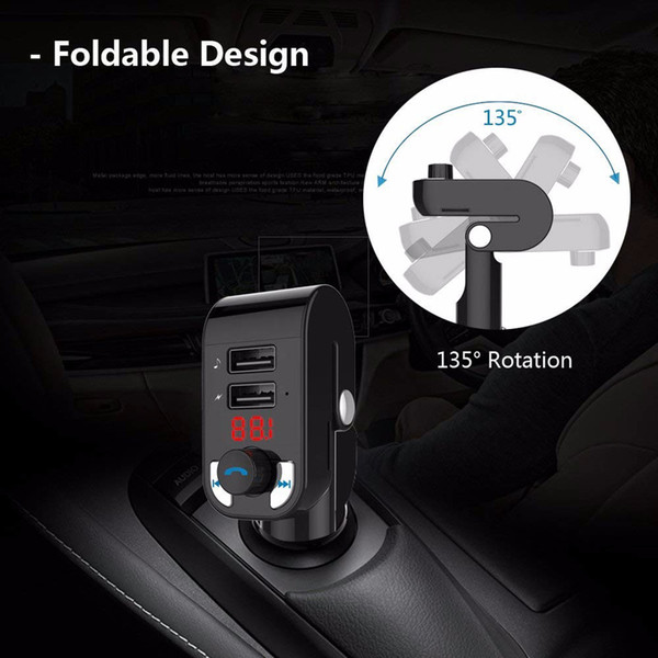 Foldable design Bluetooth FM Transmitter USB Car Charger Radio Car Kit MP3 Player Wireless In-Car player with faster shipping