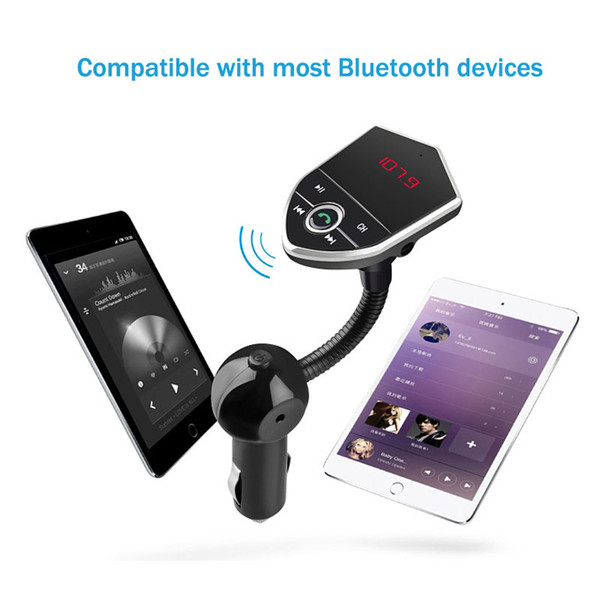 Handsfree Bluetooth Car Kit FM Transmitter Radio Adater AUX 3.5mm Audio Music MP3 Player Dual USB Charger Support TF Card/U Disk