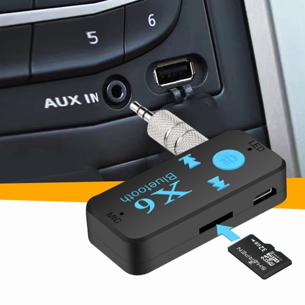 X6 Vehicle Bluetooth Receiver Bluetooth Audio Frequency Receiver 3.5 Vehicle Loudspeaker Box TF Card Play Function