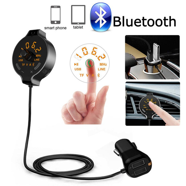 Q8S Car Kit Bluetooth/ Handsfree FM Transmitter MP3 Player TF Card Player Dual USB Car Charger Cigarette Lighter Extension