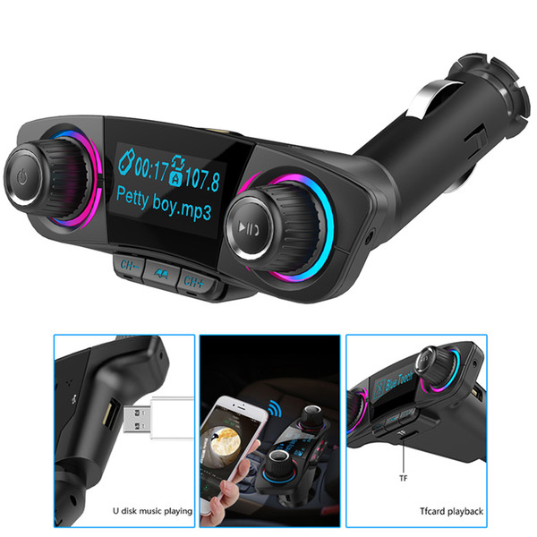 FM Transmitter Aux Bluetooth 4.0 Handsfree Car Kit 1.3'' LCD 5V 3.1A Dual USB Charger Car MP3 Player Support TF Card U-disk